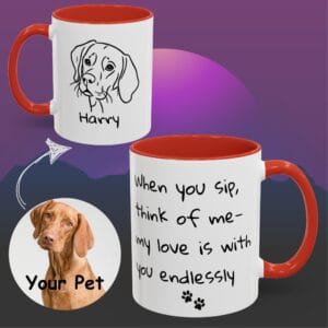Personalized Dog Loss Memorial Mug, Dog Line Art, – “When You Sip, Think of Me”