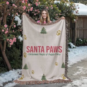 Dog Mom Christmas Woven Blanket - Premium Holiday Throw - Cozy Gift for Dog Lovers 2025